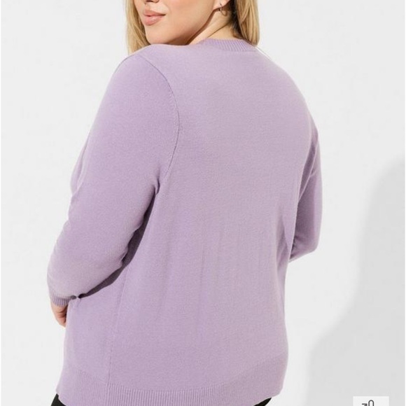 Torrid Women’s Cardigan Everyday Soft V-Neck Pocket Sweater Lavender - Picture 2 of 6
